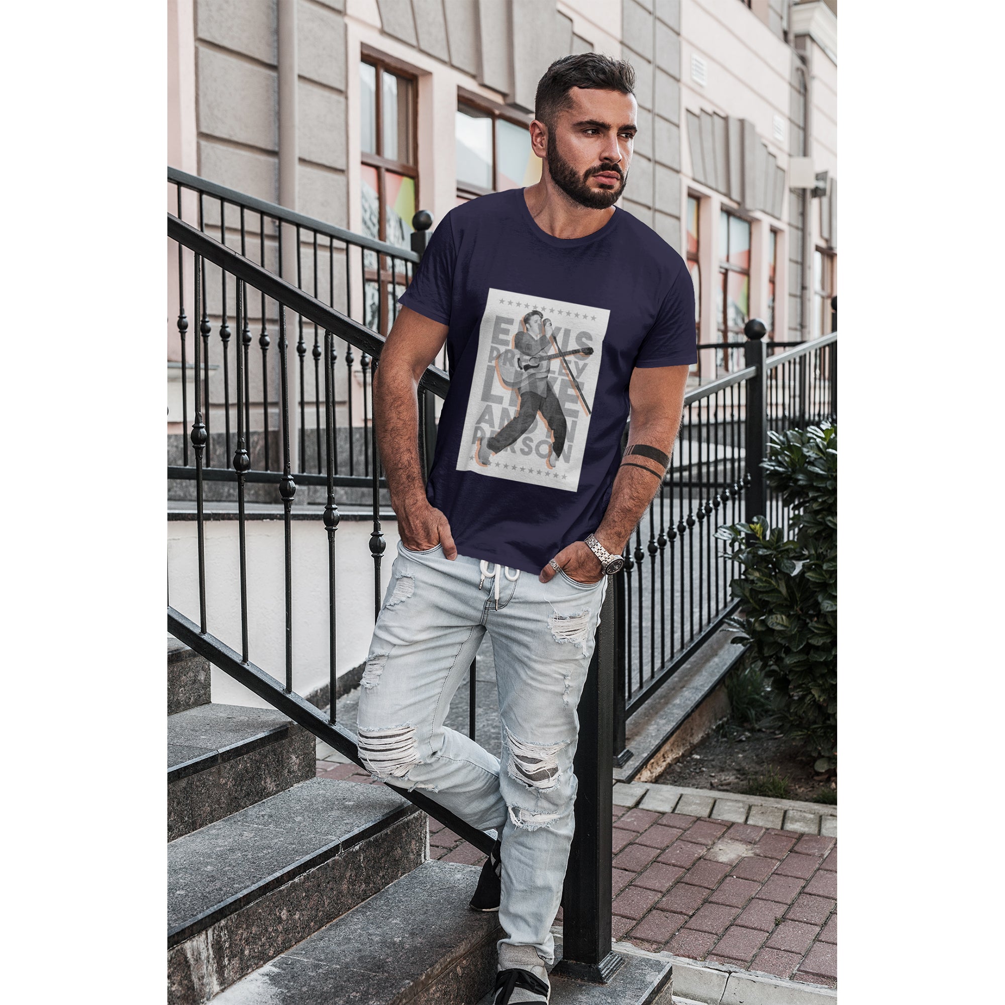 Elvis Presley Printed Men's T-shirt | Live in Person