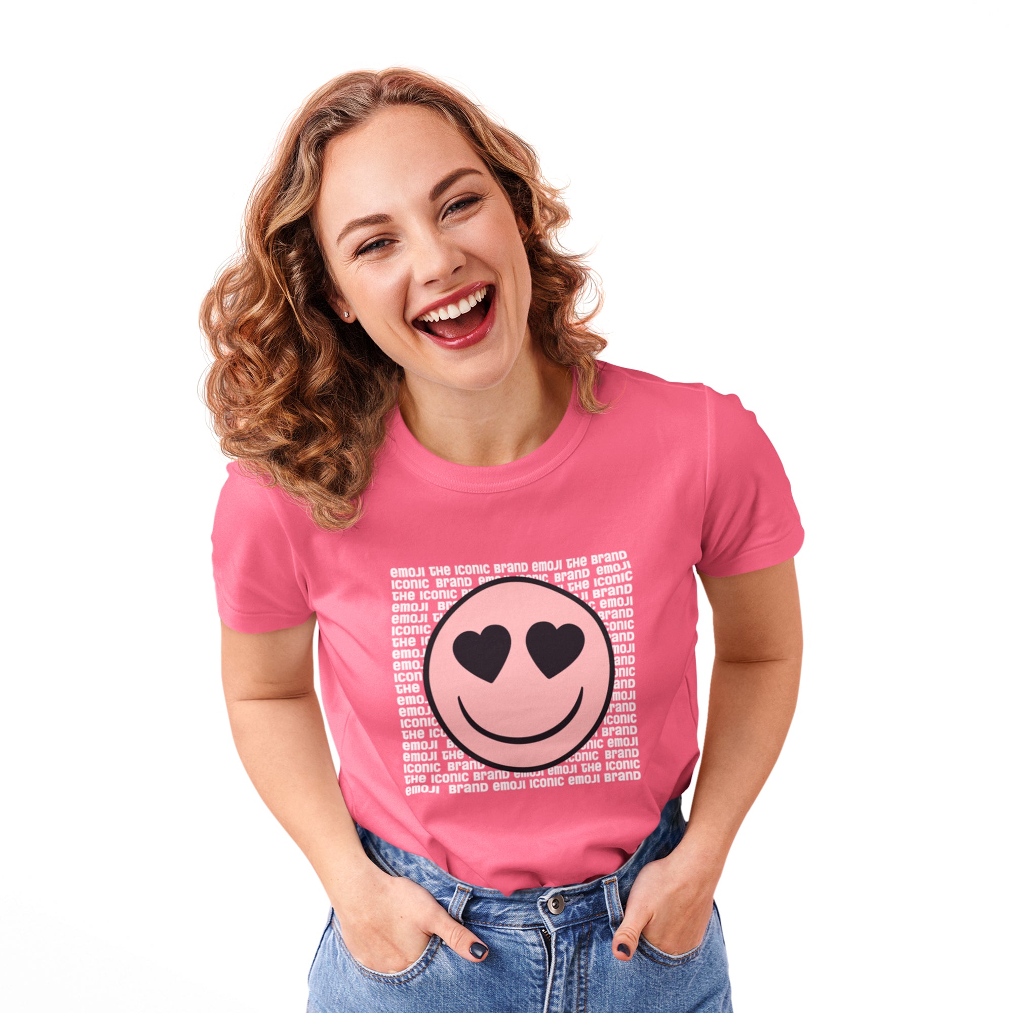 Emoji Womens Tshirt-Chest print with flock