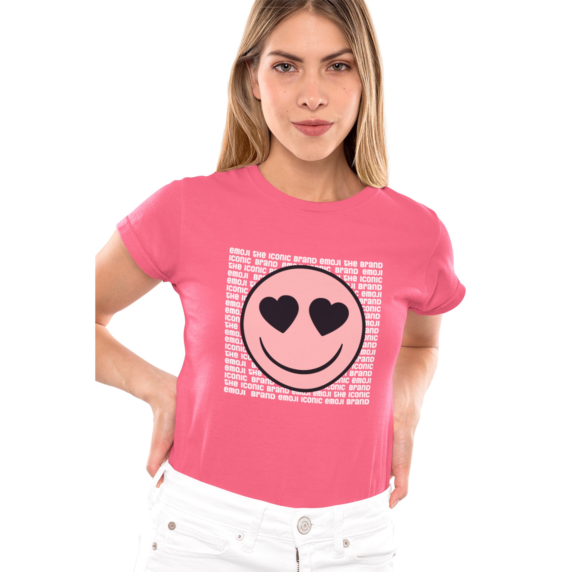 Emoji Womens Tshirt-Chest print with flock