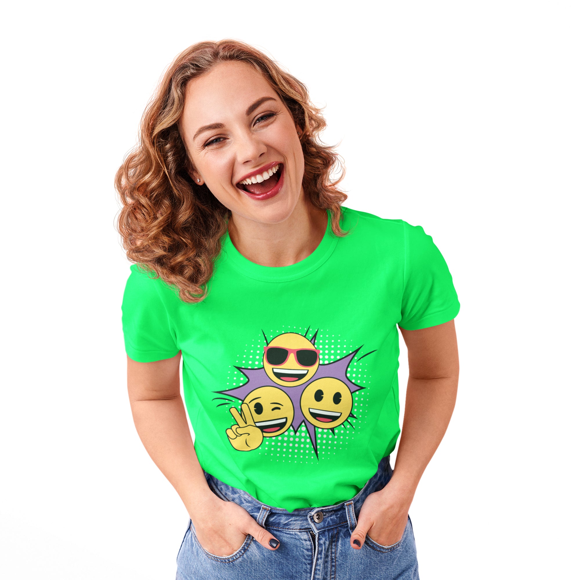 Emoji Womens Tshirt-Chest print